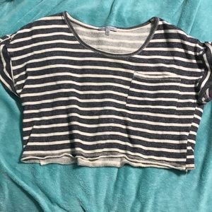 🍍🌺Oversized striped crop top T-shirt